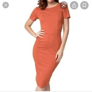 Unique Vintage Burnt Orange Wiggle Dress